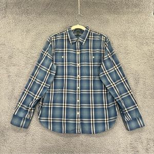Lauren Ralph Lauren LRL Button Shirt Flannel Blue Women Size Large, Cotton